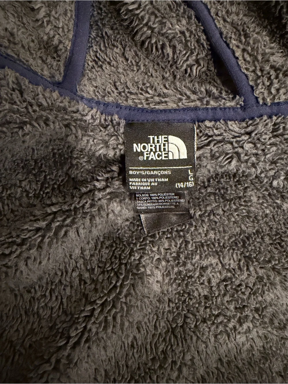The North Face Kids Royal Blue Zip-Up Hoodie with Gray Chest Pocket